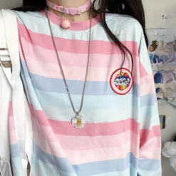 Pastel Striped Oversized Top
