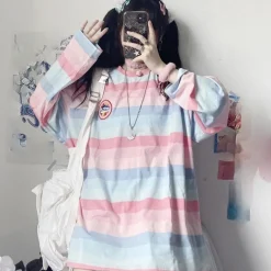 Pastel Striped Oversized Top