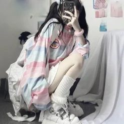 Pastel Striped Oversized Top