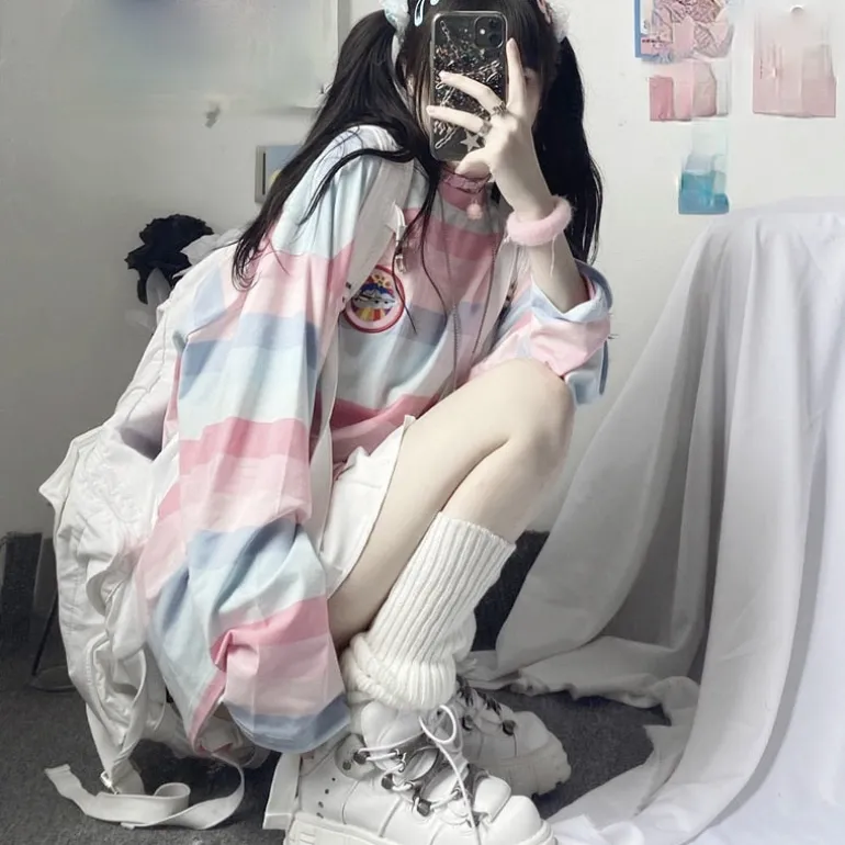 Pastel Striped Oversized Top