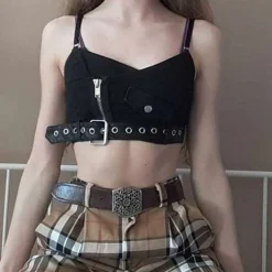 Patchwork Plaid Crop Top