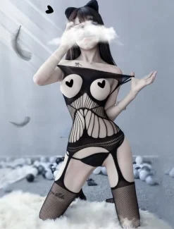 Peekaboo Fishnet Bodysuit