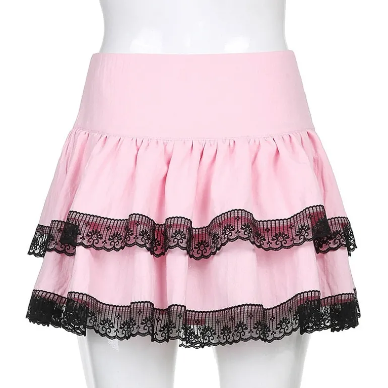 Pink Black Layered Skirt