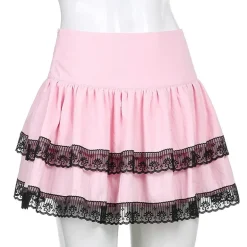 Pink Black Layered Skirt