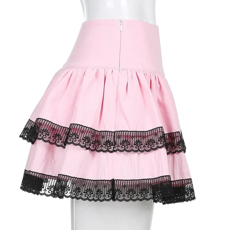 Pink Black Layered Skirt