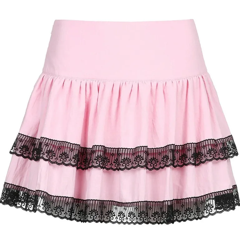 Pink Black Layered Skirt