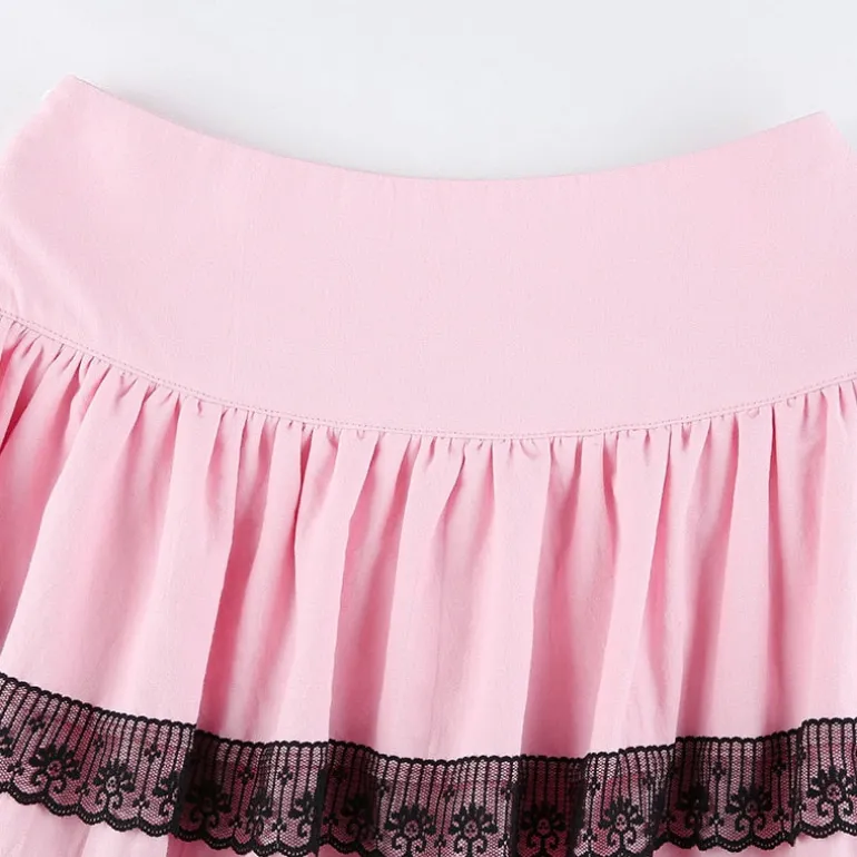 Pink Black Layered Skirt