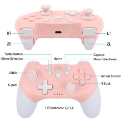 Pink Bluetooth Game Controller For PC/Switch