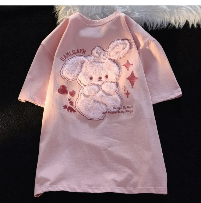 Pink Bunny Fluffy Tee