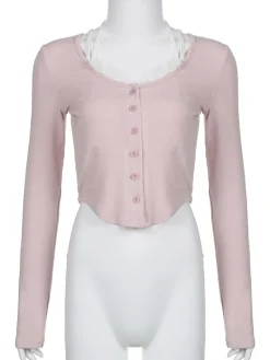 Pink Button Up Lace Cardigan