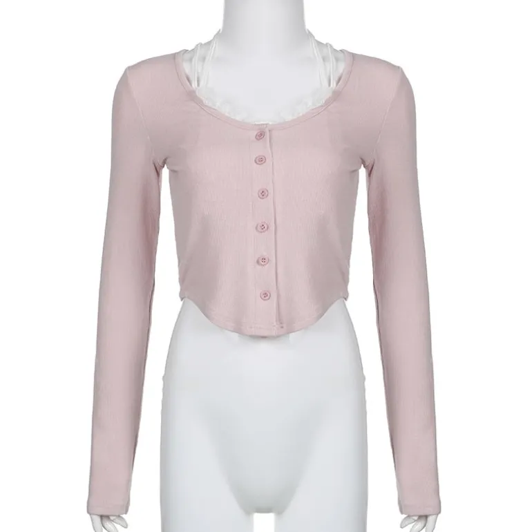 Pink Button Up Lace Cardigan