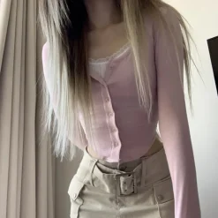 Pink Button Up Lace Cardigan