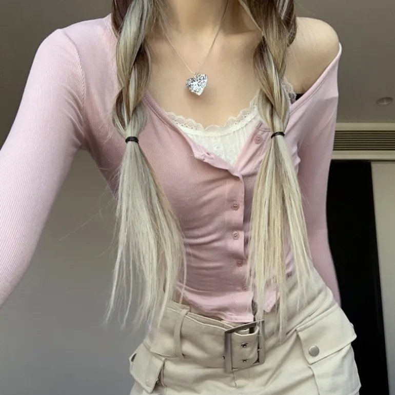 Pink Button Up Lace Cardigan