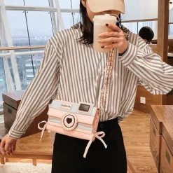 Pink Camera Shoulder Bag