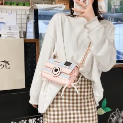 Pink Camera Shoulder Bag