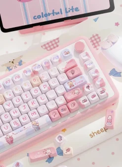 Pink Kawaii Teddy Keycaps Set