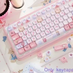 Pink Kawaii Teddy Keycaps Set