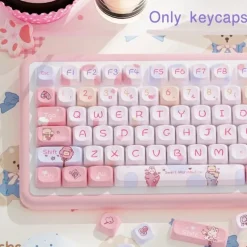 Pink Kawaii Teddy Keycaps Set