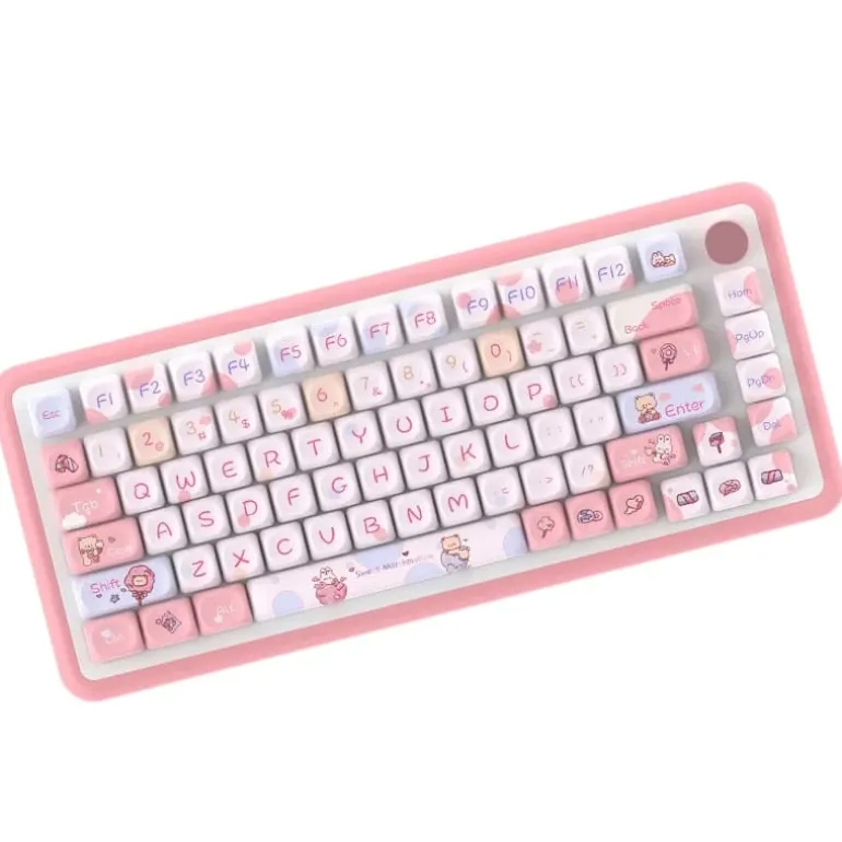 Pink Kawaii Teddy Keycaps Set