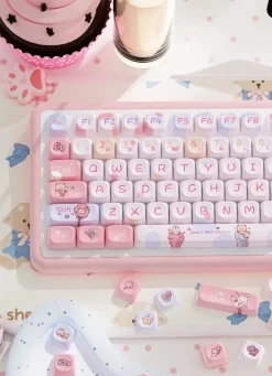 Pink Kawaii Teddy Keycaps Set