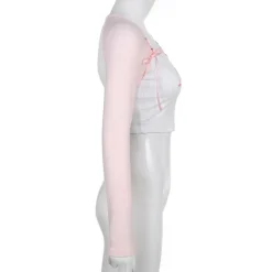 Pink Kitten Long Sleeve Crop Top
