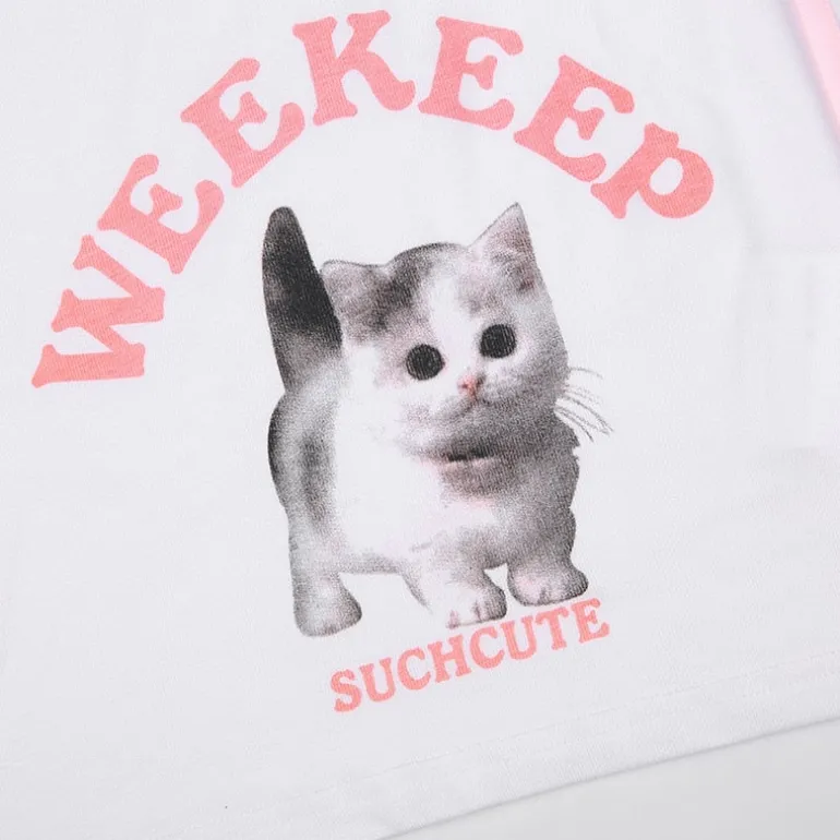Pink Kitten Long Sleeve Crop Top