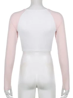 Pink Kitten Long Sleeve Crop Top