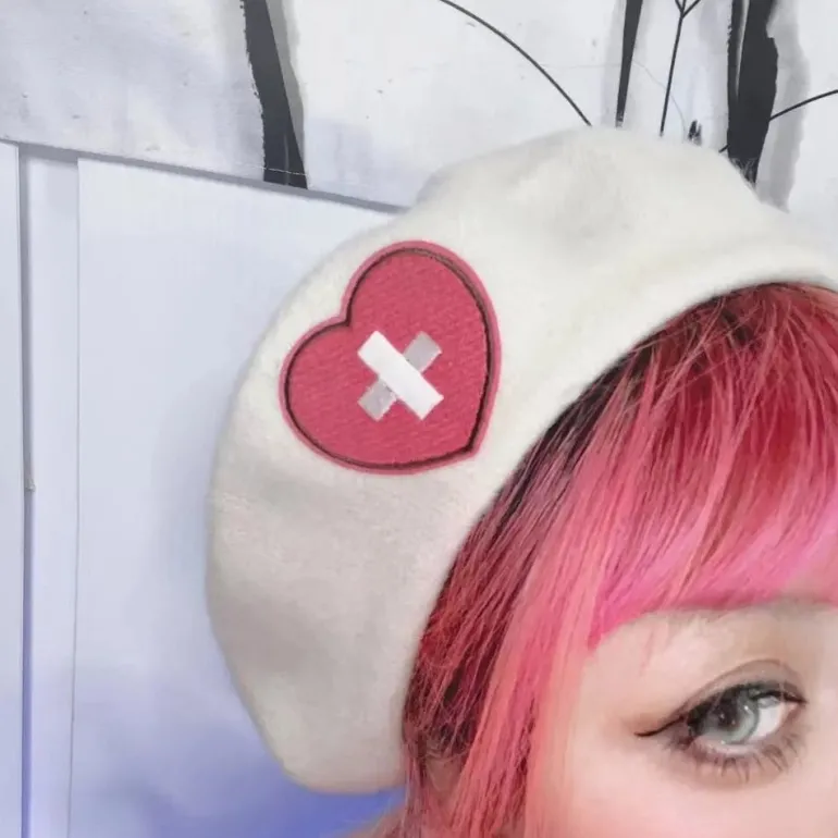 Pink Menhera Nurse Beret