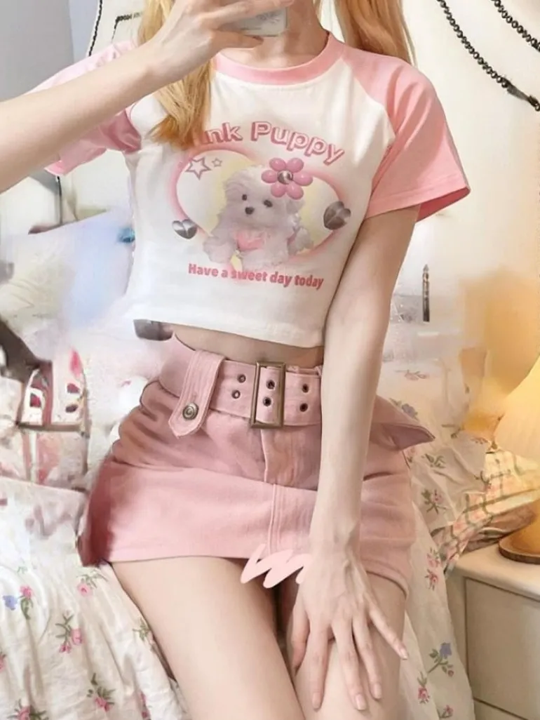 Pink Puppy Crop Top
