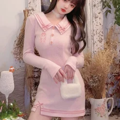 Pink Sailor Bear Sweater Dress