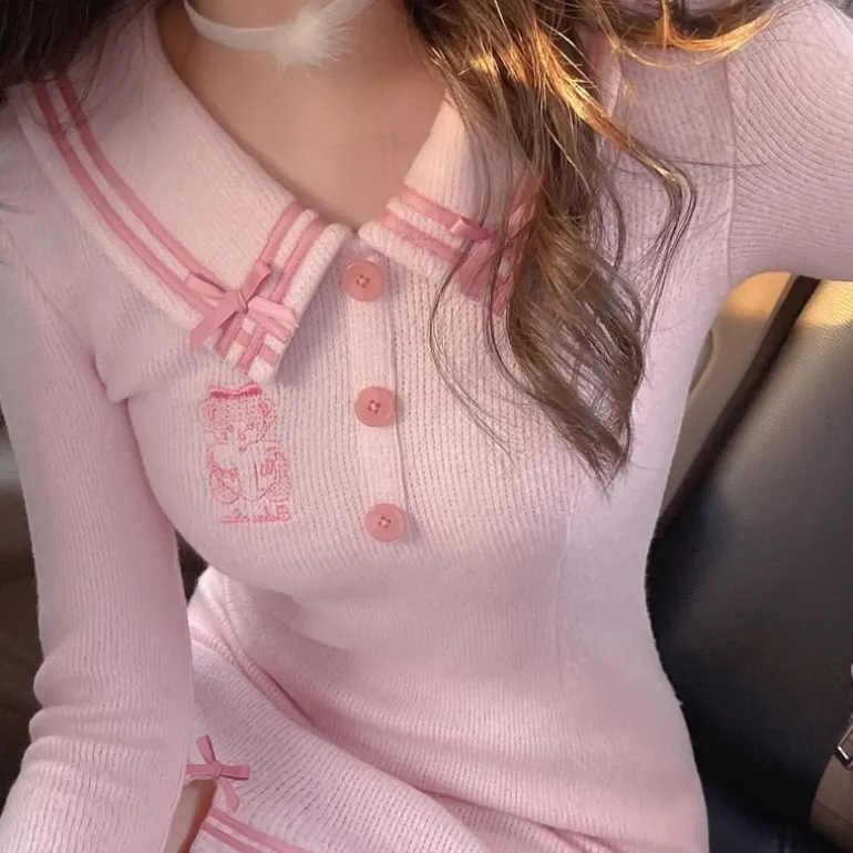 Pink Sailor Bear Sweater Dress
