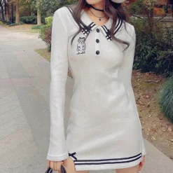 Pink Sailor Bear Sweater Dress