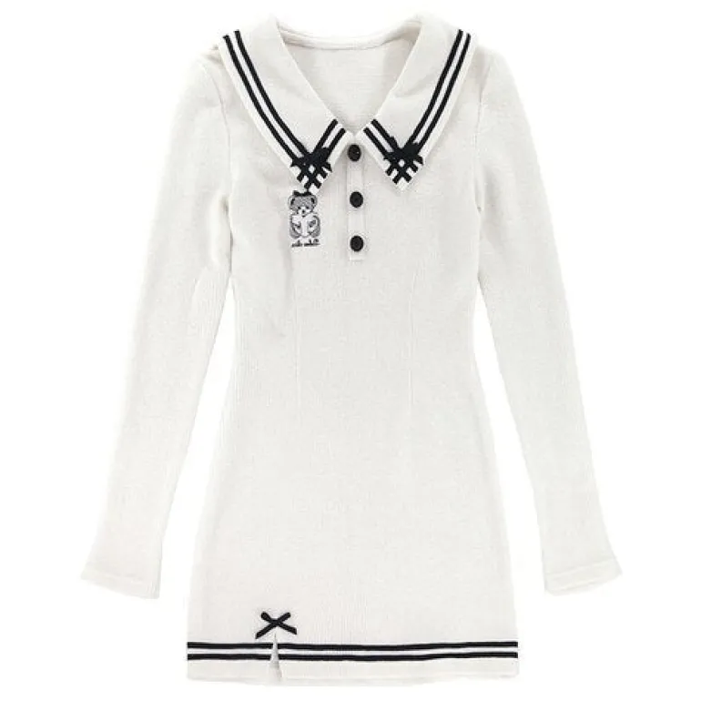Pink Sailor Bear Sweater Dress