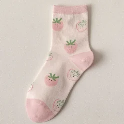 Pink Strawberry Cotton Socks