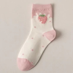 Pink Strawberry Cotton Socks