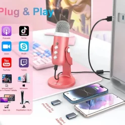 Pink USB Condenser Studio Microphone