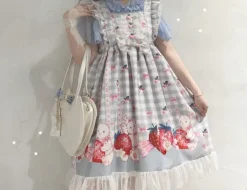 Plaid Strawberry Bunny Princess Dress