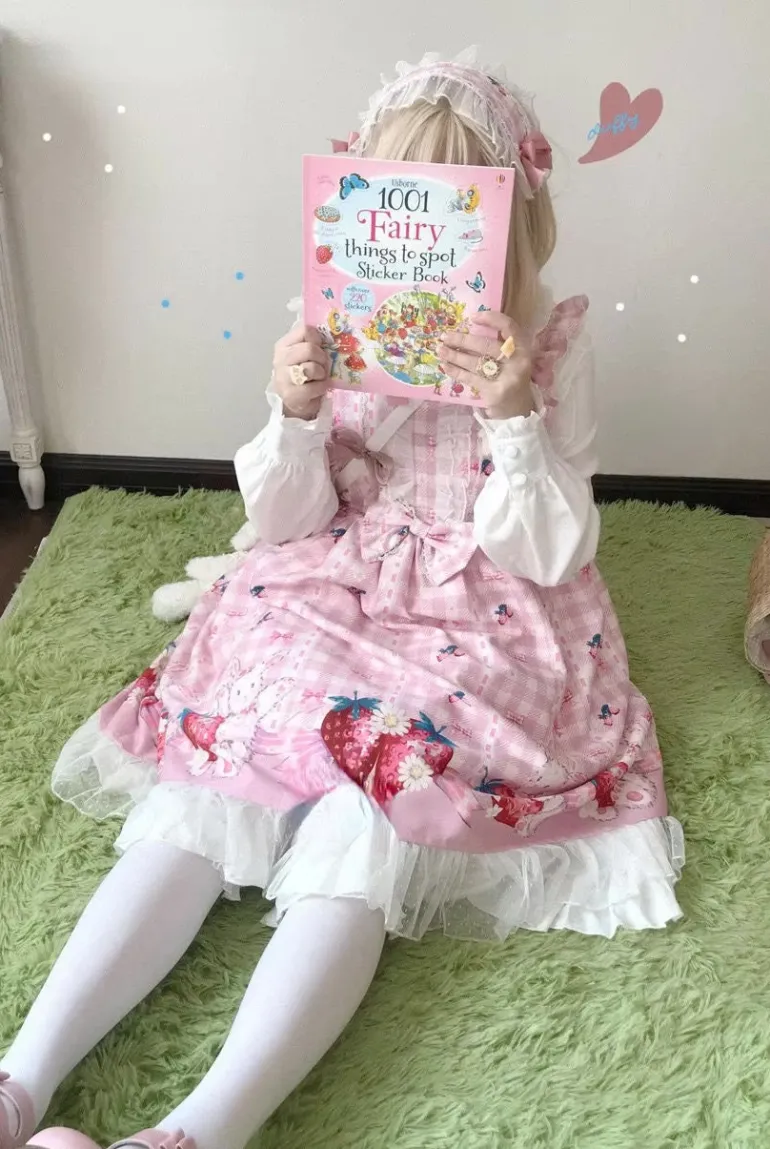 Plaid Strawberry Bunny Princess Dress