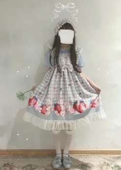 Plaid Strawberry Bunny Princess Dress