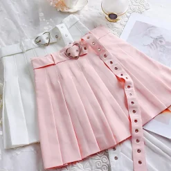 Pleated Belted Skirt
