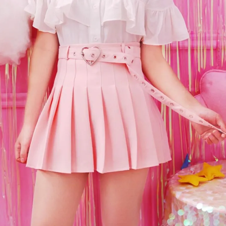 Pleated Belted Skirt