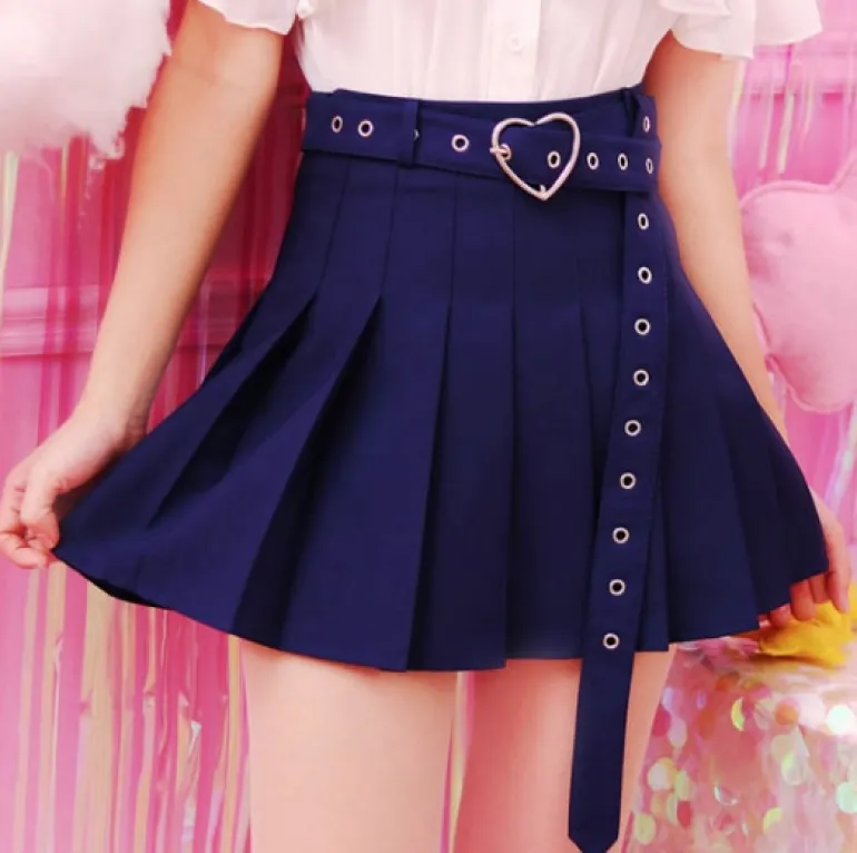 Pleated Belted Skirt