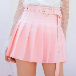 Pleated Belted Skirt