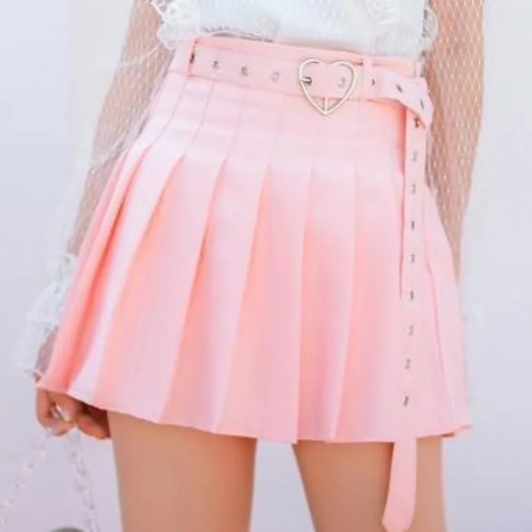 Pleated Belted Skirt