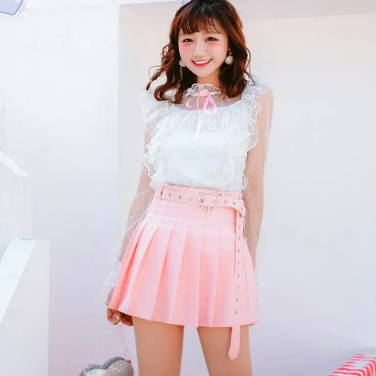 Pleated Belted Skirt