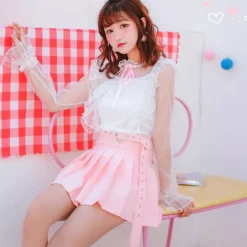 Pleated Belted Skirt
