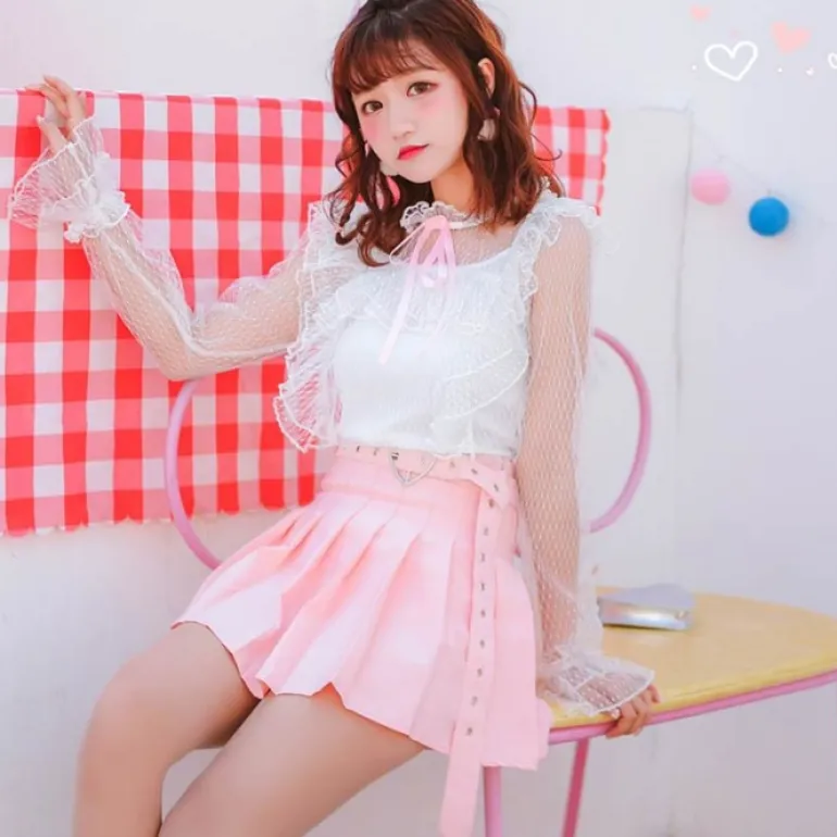Pleated Belted Skirt
