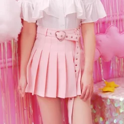 Pleated Belted Skirt