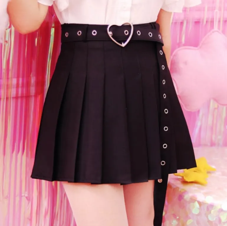Pleated Belted Skirt
