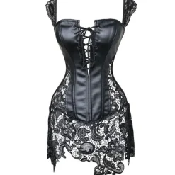 Pleather & Lace Corset Dress (Up to 6XL)
